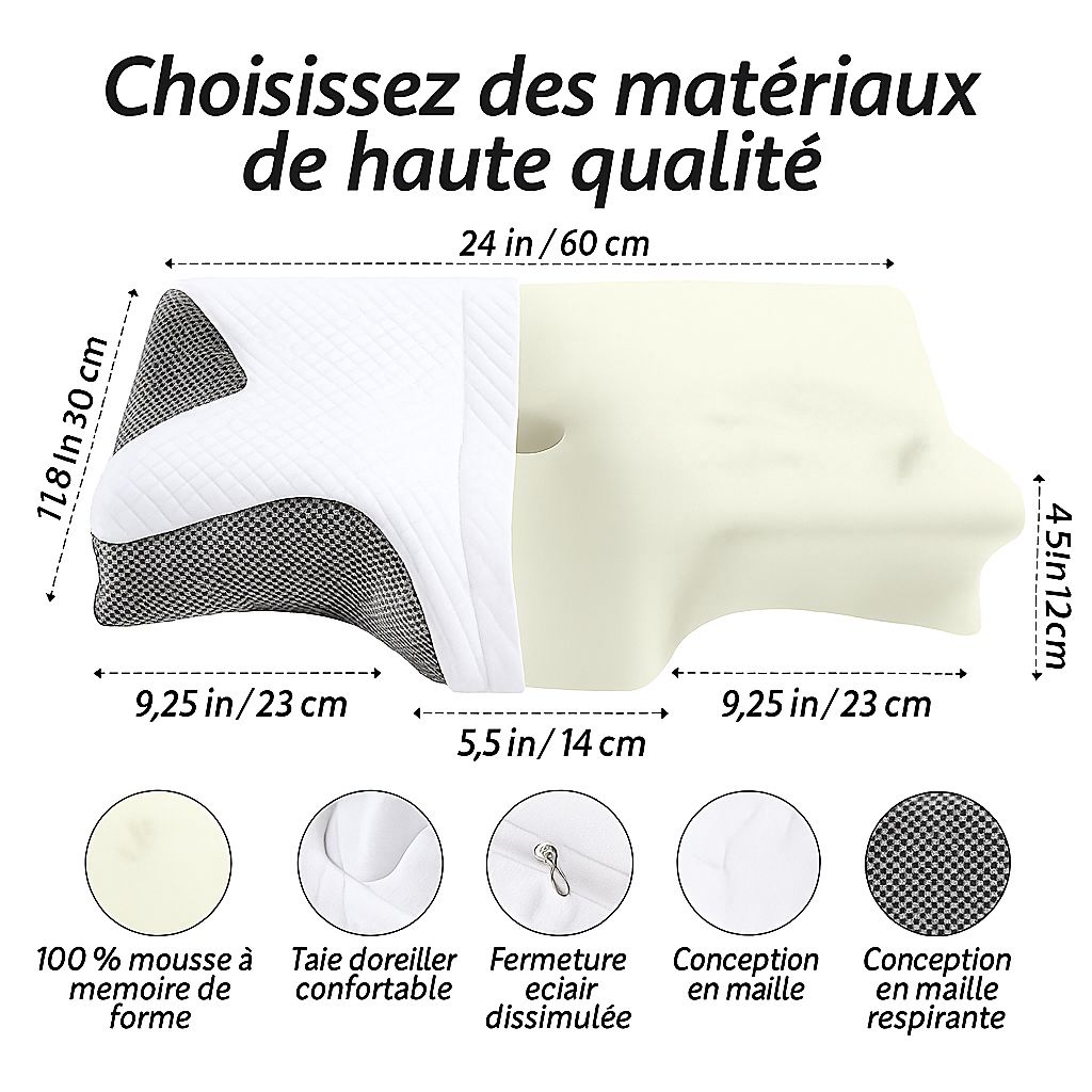 Oreiller Papillon Cervical Ergonomique Anti-Douleurs Cou & Dos